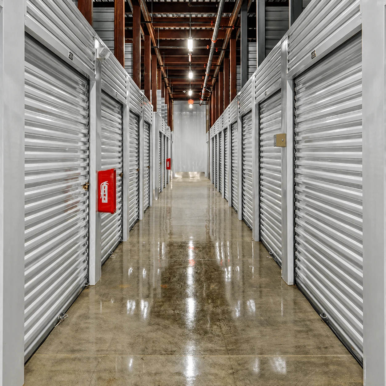 Converted self-storage hallway inside an existing structure