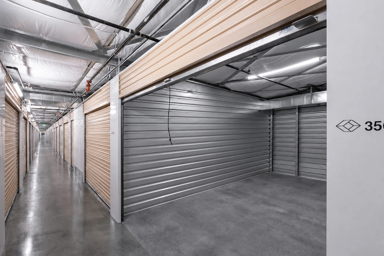 Open interior storage unit at Cubes Self Storage