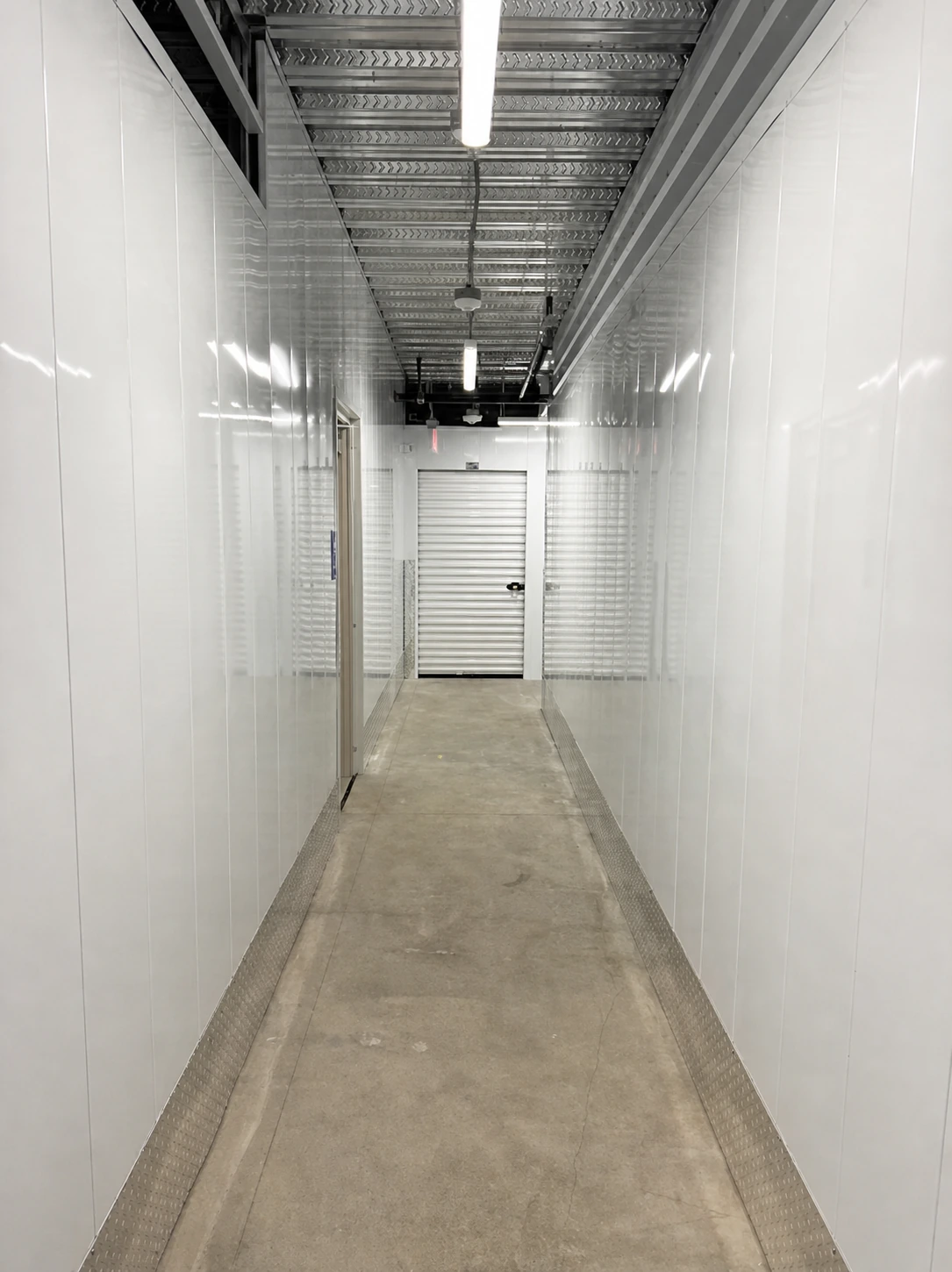Finished climate-controlled hallway at Timp Highway Self Storage